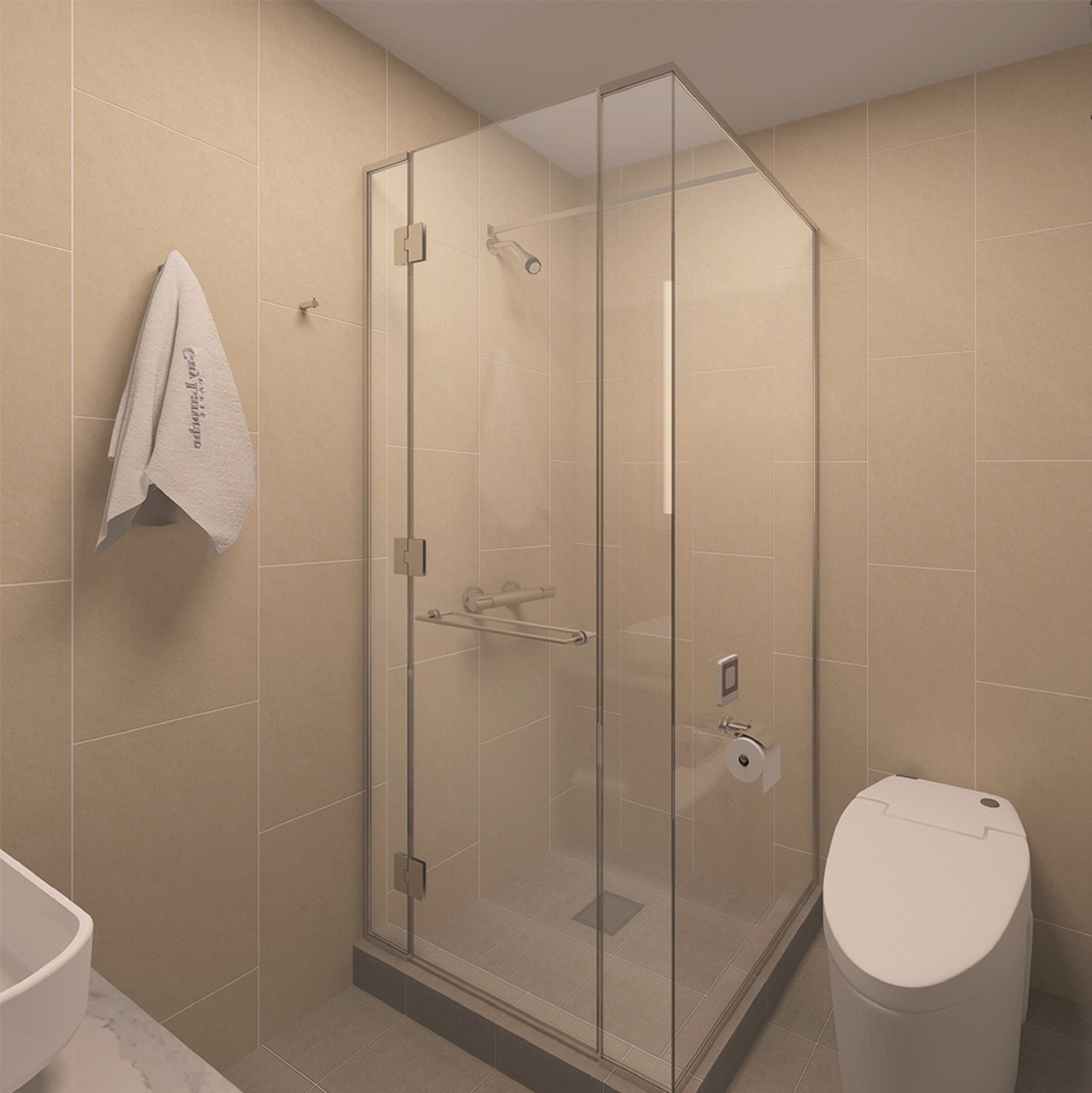 shower, hair dryer, bathrobes, towels