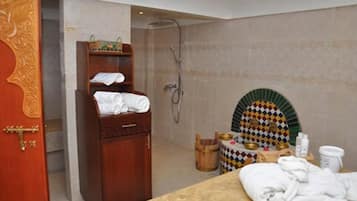 Steam room, body treatments, body scrubs, facials