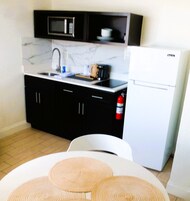 Fridge, microwave, coffee/tea maker