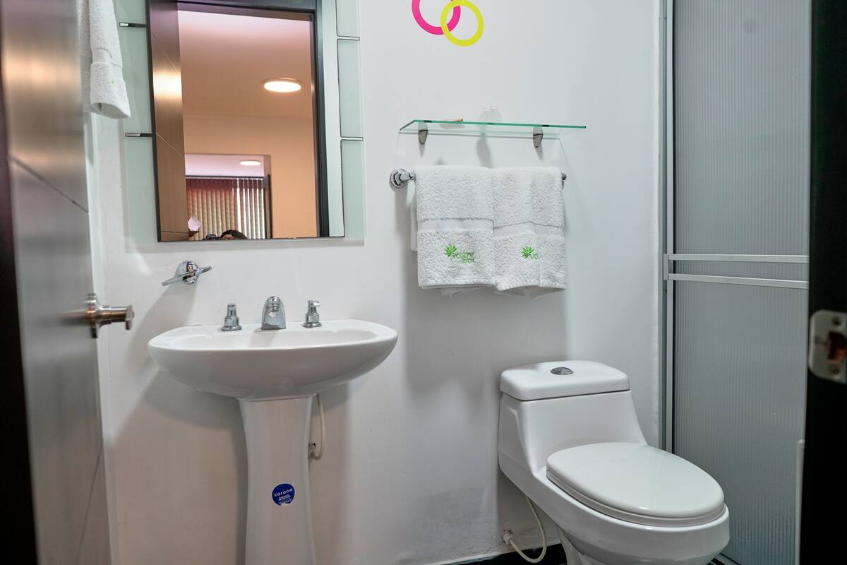 superior double room | bathroom | shower, designer toiletries, hair dryer, towels