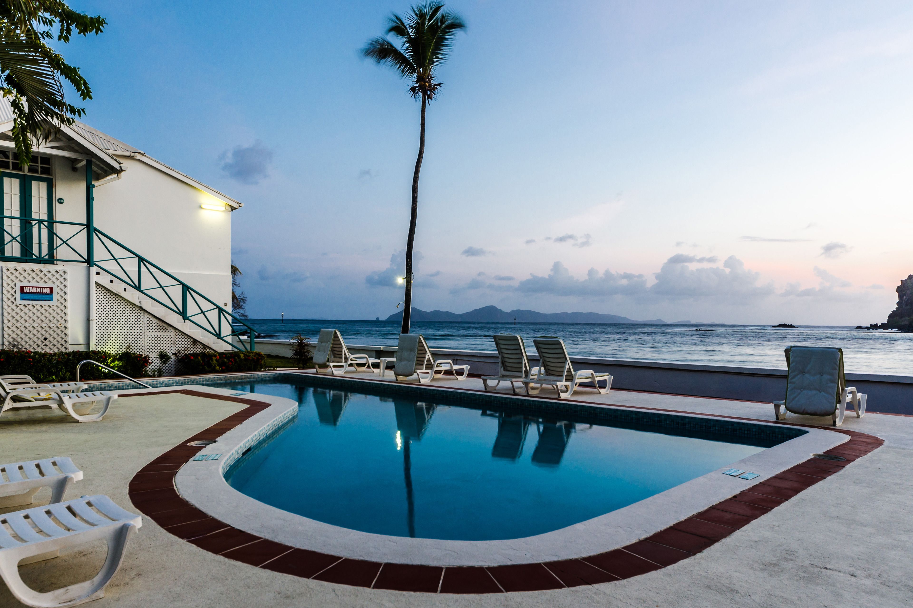 outdoor pool, pool loungers