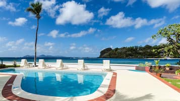 Outdoor pool, pool loungers