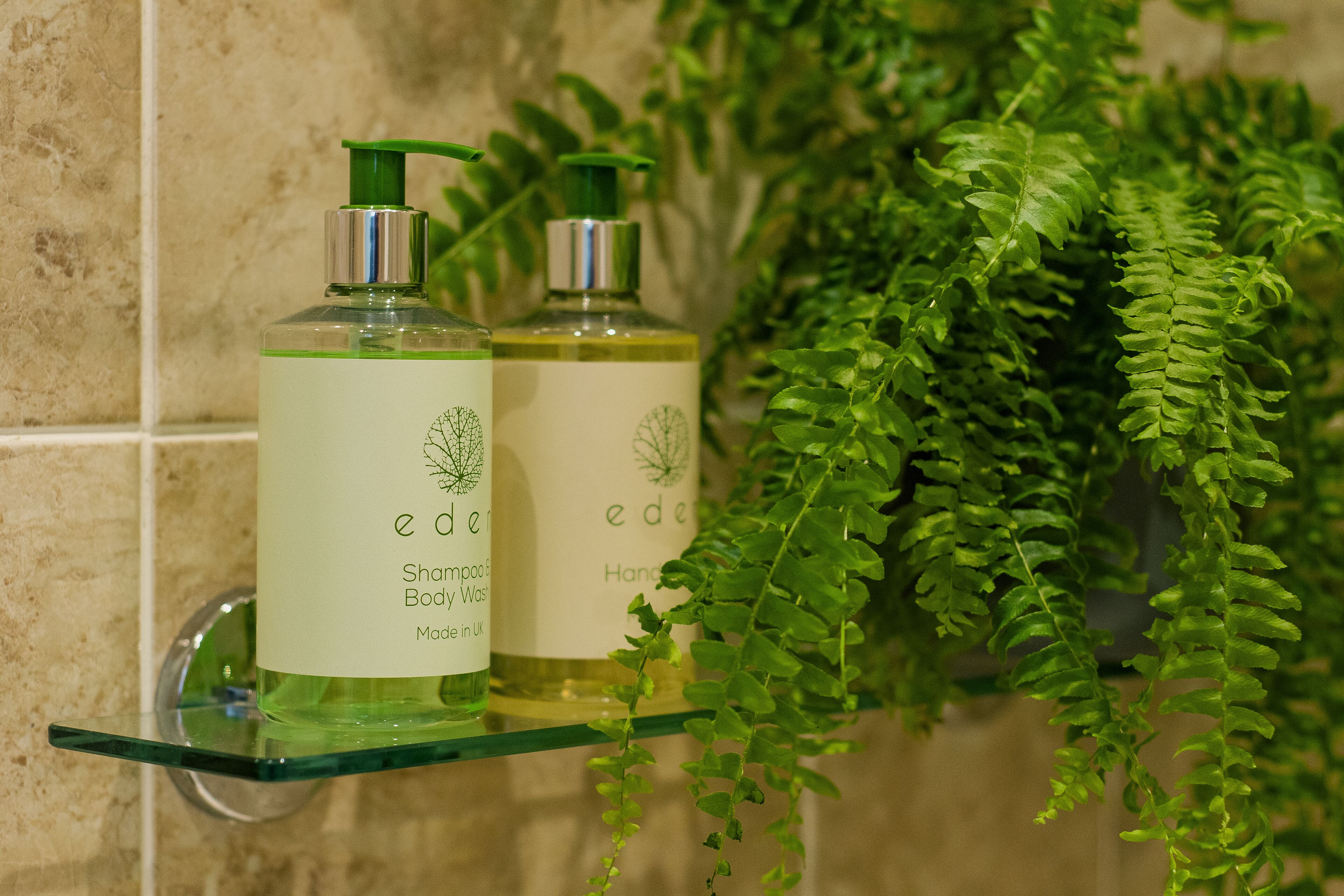 combined shower/bathtub, free toiletries, hair dryer, towels