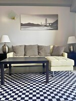 Deluxe Apartment, 2 Bedrooms, 2 Bathrooms, Sea Facing | Living area | TV