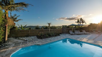 Outdoor pool, sun loungers