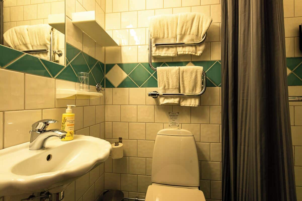 twin room | bathroom | shower, hair dryer, towels