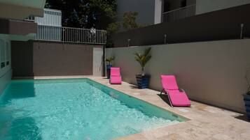 Outdoor pool, pool loungers