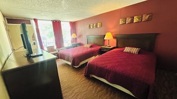Desk, blackout drapes, soundproofing, iron/ironing board