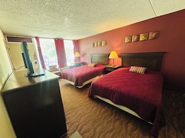 Room, 2 Queen Beds | Desk, blackout drapes, soundproofing, iron/ironing board
