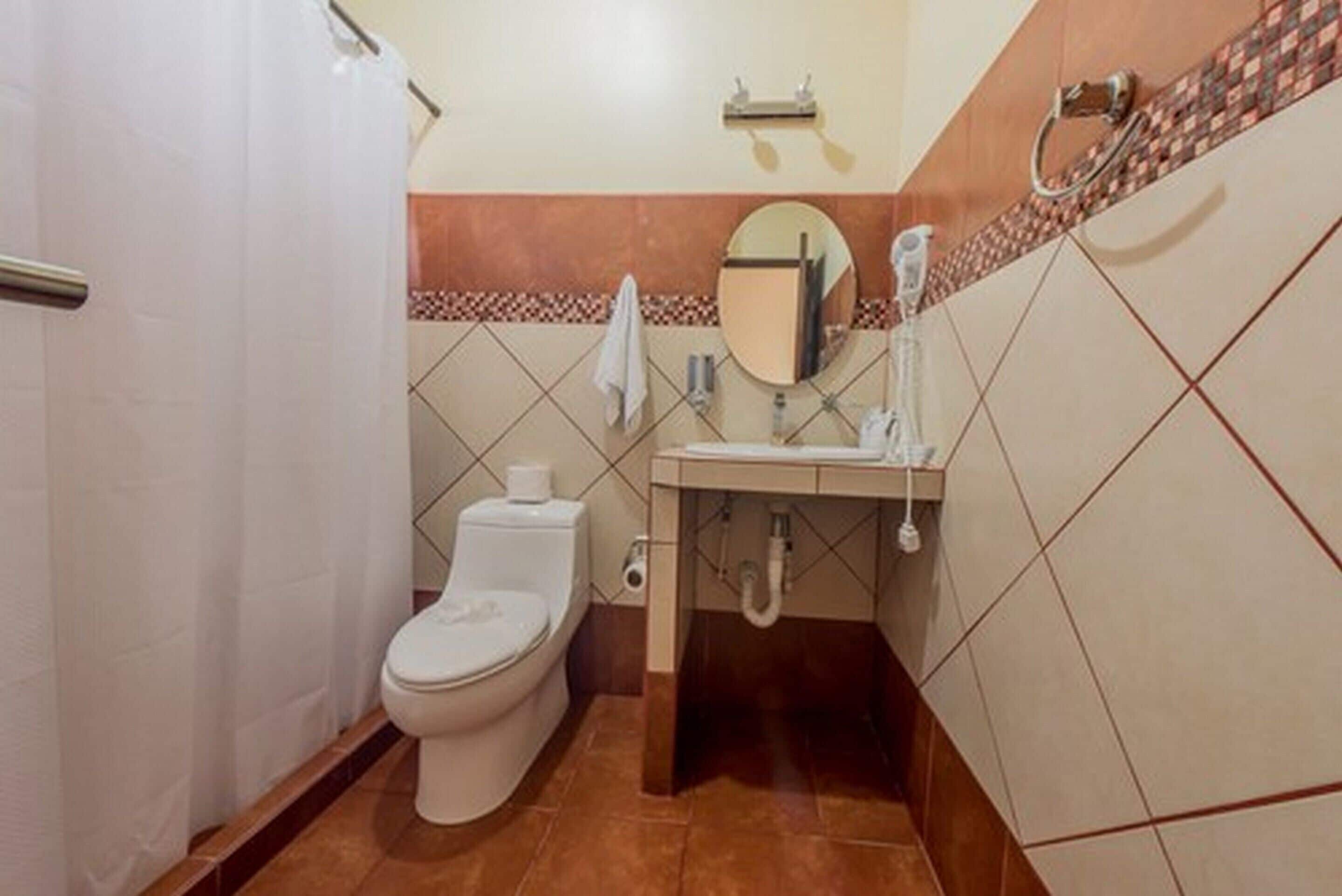 standard room | bathroom | shower, free toiletries, hair dryer, towels