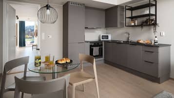 Superior Apartment, 1 Bedroom | Private kitchen | Full-sized fridge, microwave, stovetop, dishwasher