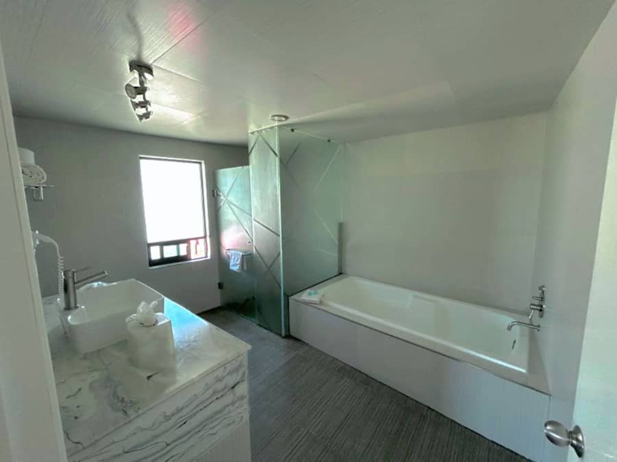 Junior Suite, 1 King Bed | Bathroom | Shower, free toiletries, hair dryer, towels
