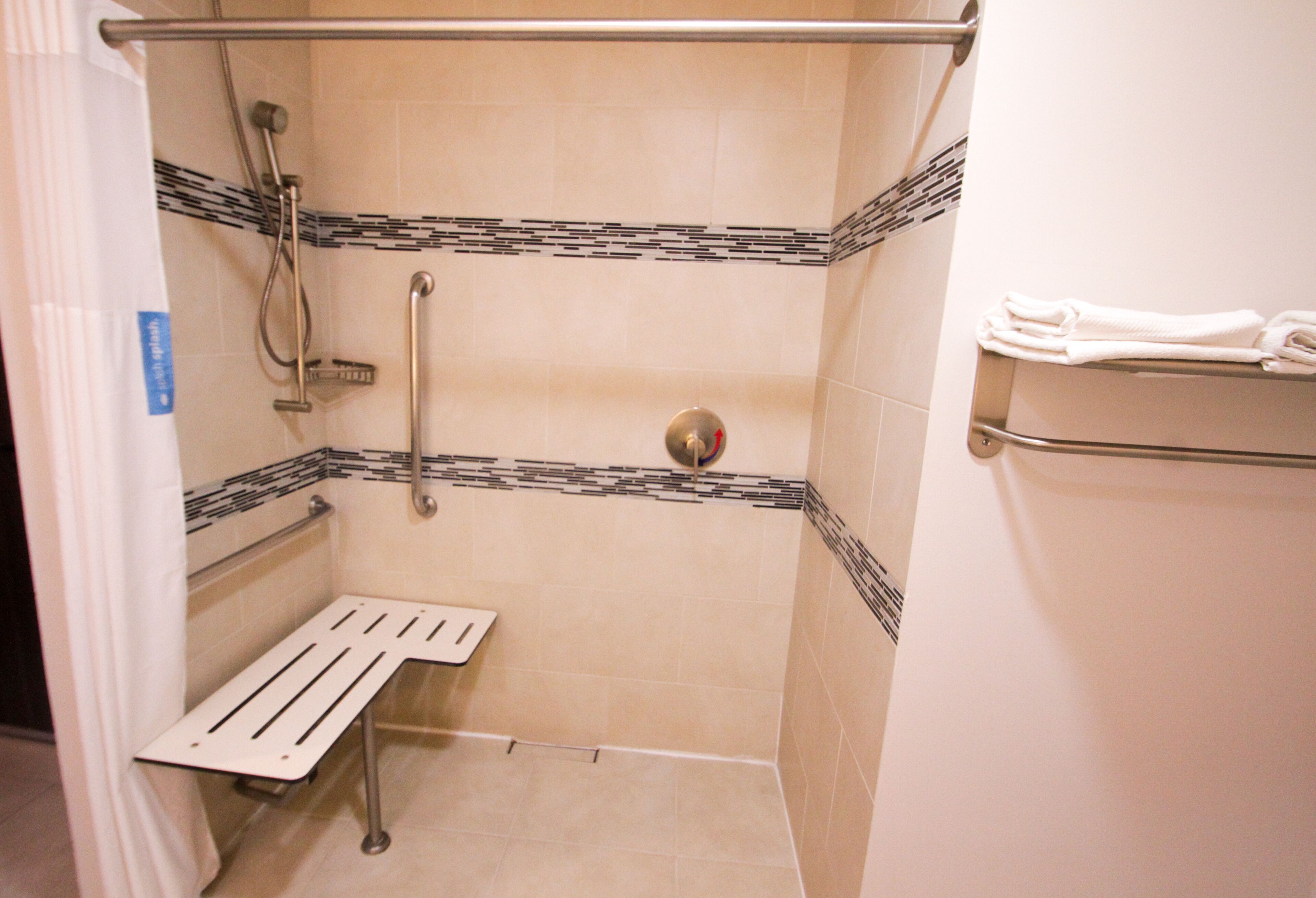 room, accessible, non smoking (roll-in shower) | bathroom | free toiletries, towels