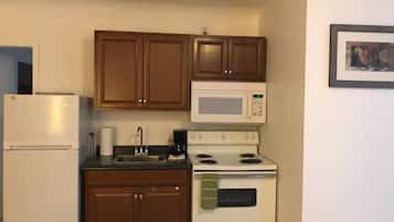 Fridge, microwave, coffee/tea maker