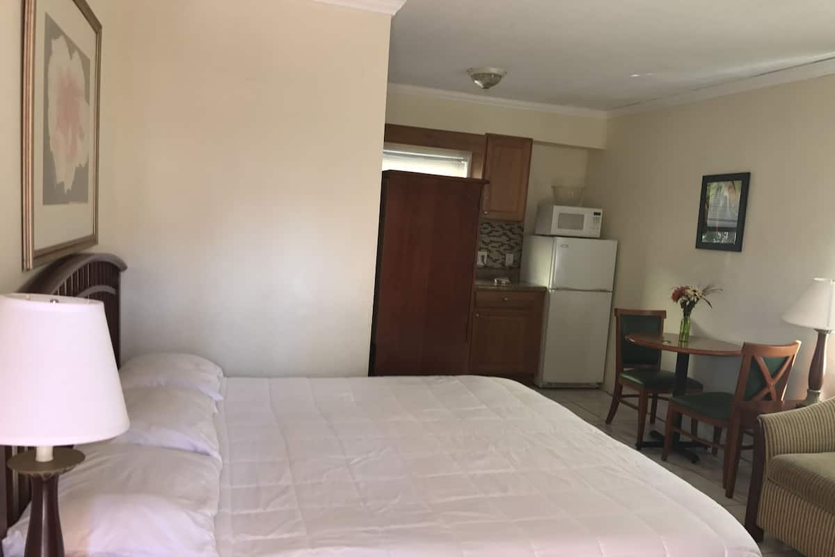 Comfort Studio, 1 King Bed, Kitchen | Desk, soundproofing, WiFi (free), bed sheets
