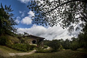 Family Cabin, 2 Bedrooms, Partial Sea View, Mountainside | Terrace/patio
