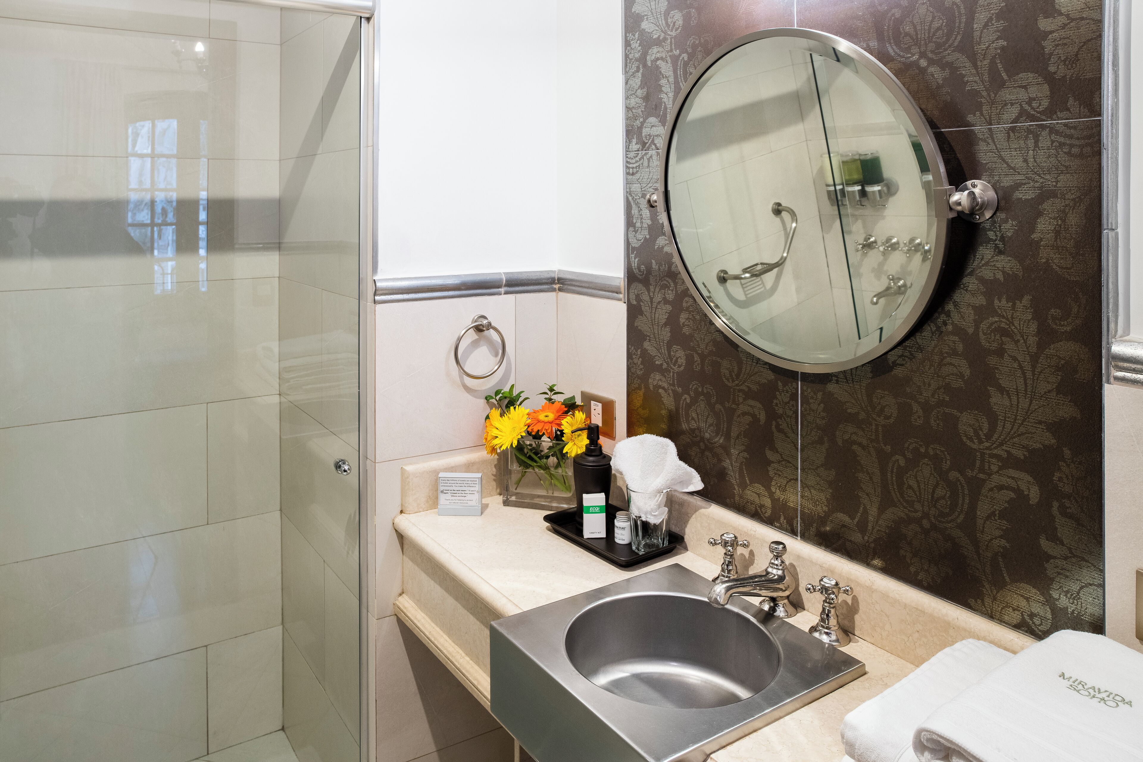 suite | bathroom | shower, rainfall showerhead, eco-friendly toiletries, hair dryer