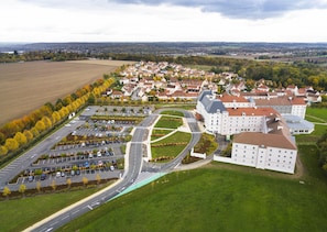 Stunning views of rolling hills and countryside surround this hotel, offering a serene escape.
