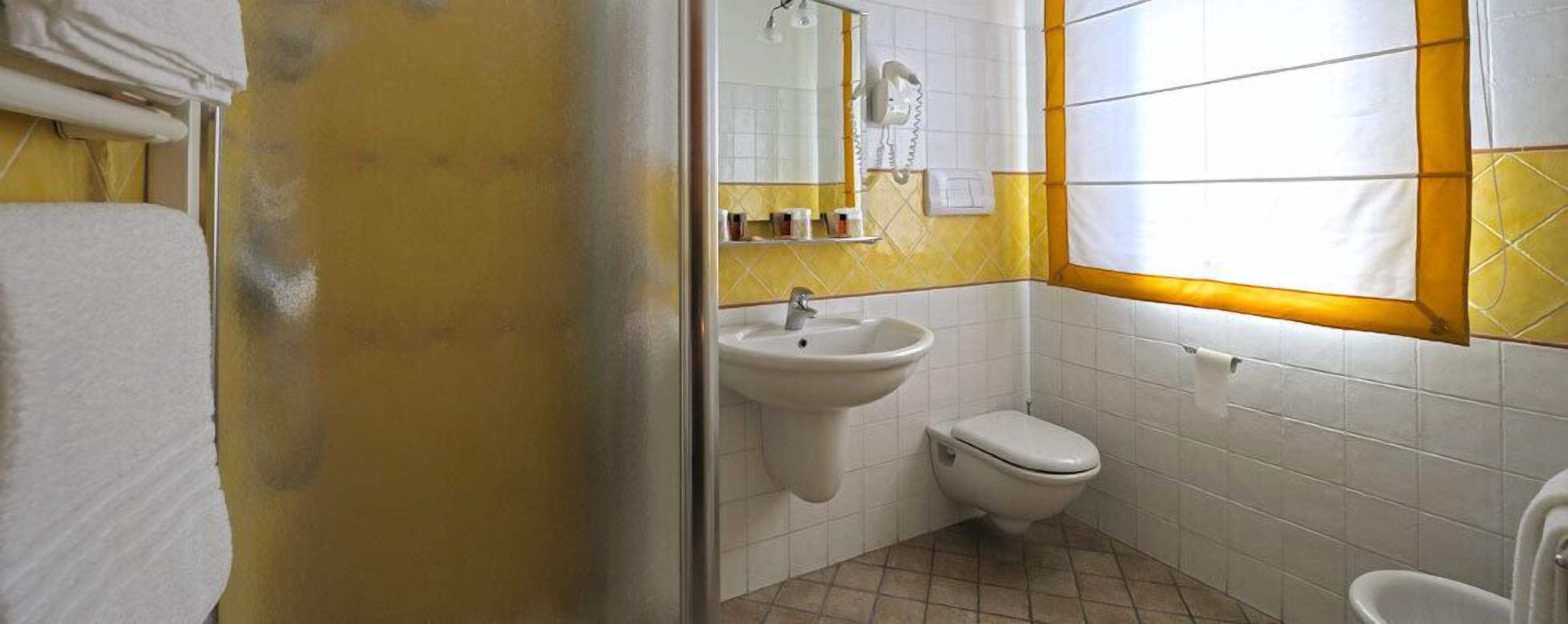 Shower, free toiletries, hair dryer, bidet