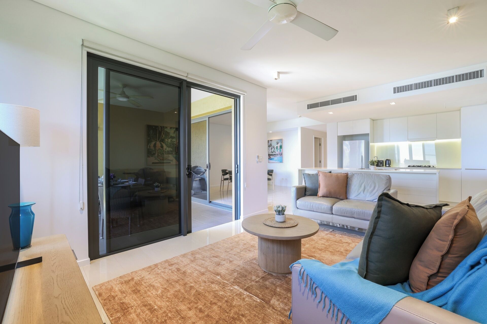 Executive Apartment, 2 Bedrooms, Lagoon View, Beachfront | Living area | Flat-screen TV
