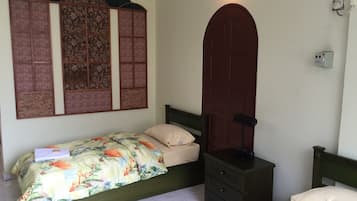 Desk, laptop workspace, free WiFi, bed sheets