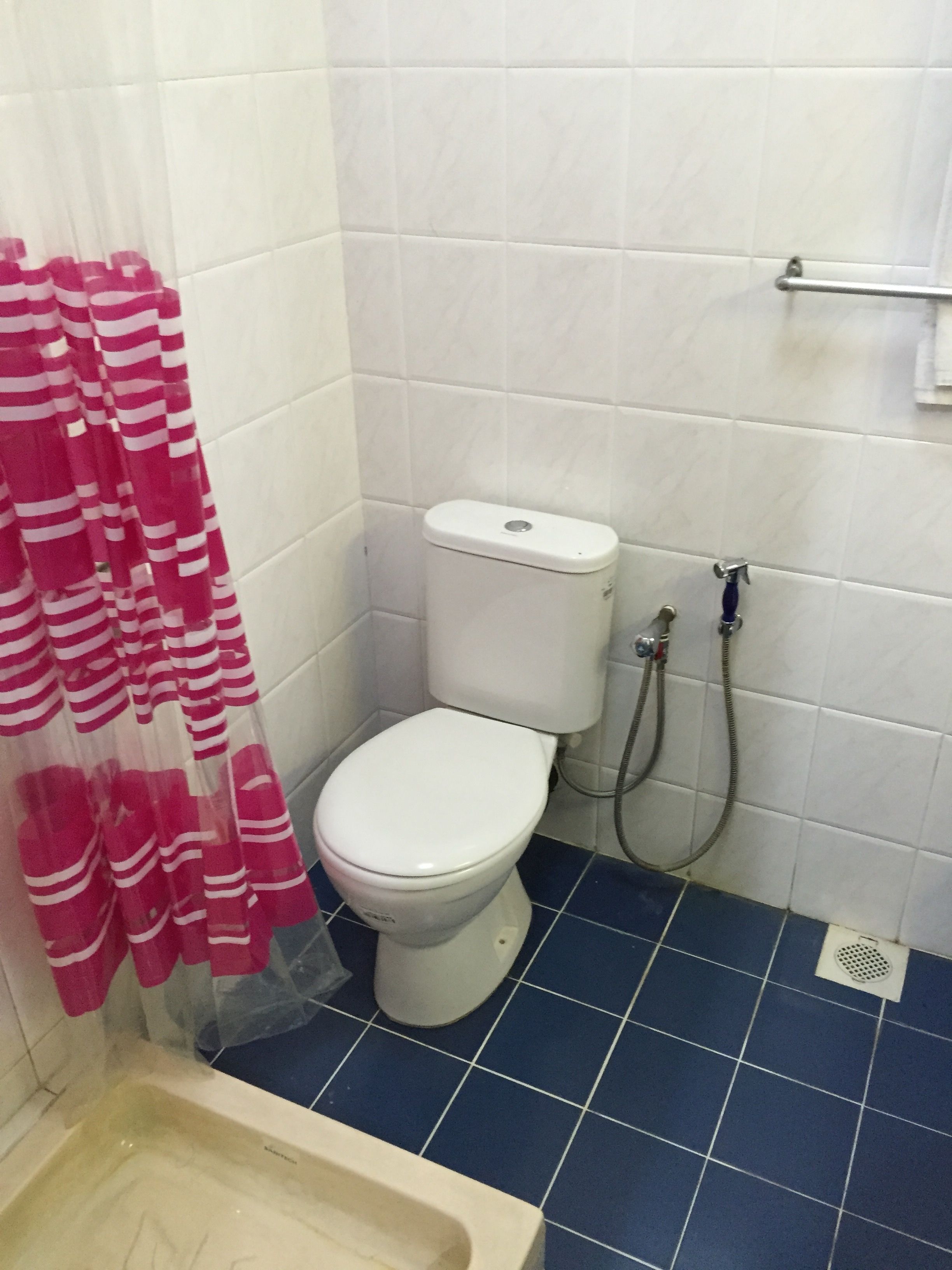 Un bagno con un water, una doccia e una vasca da bagno.