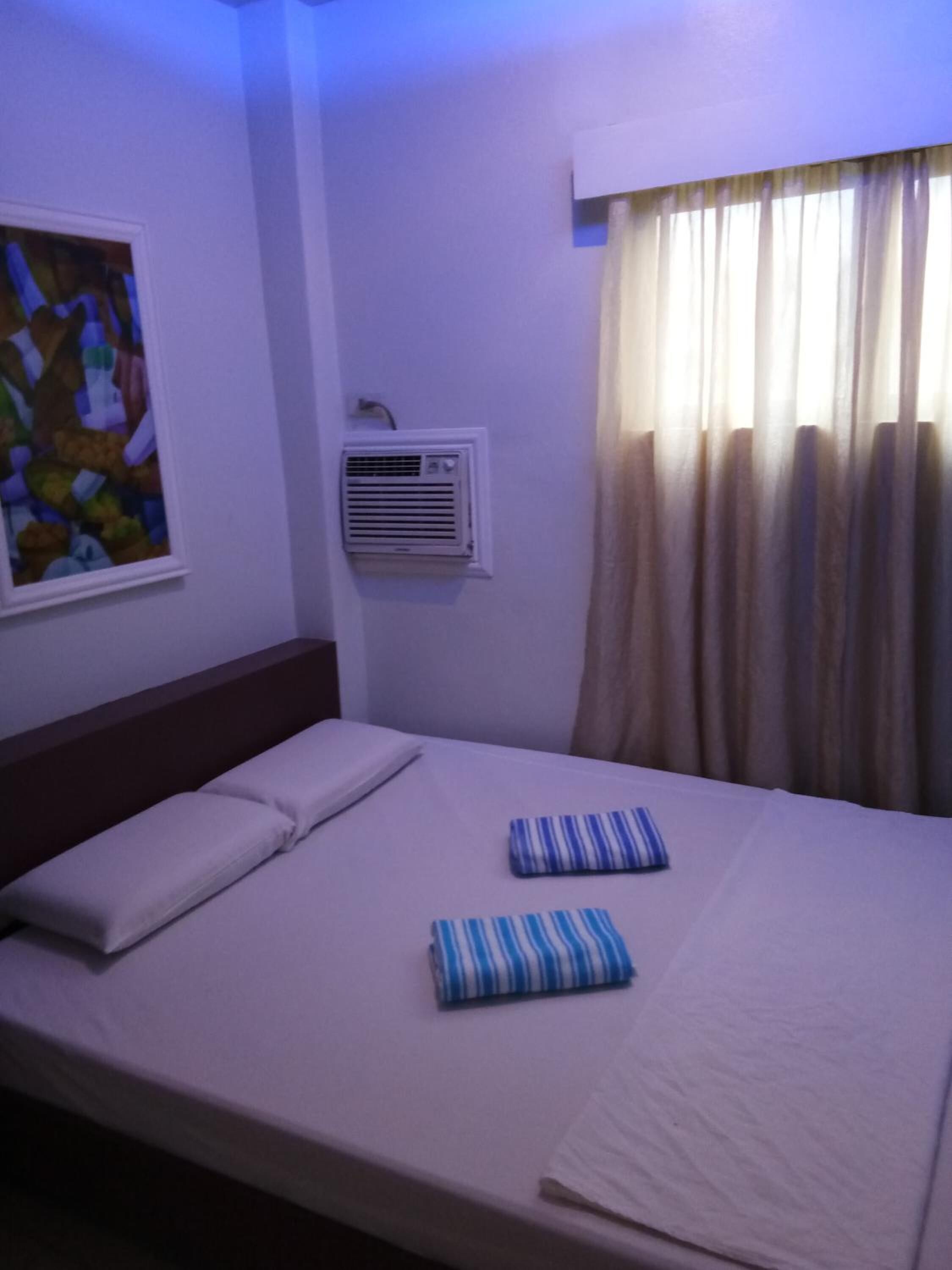 desk, blackout curtains