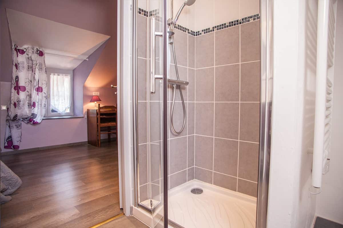 quadruple room | bathroom | shower, free toiletries, hair dryer, towels
