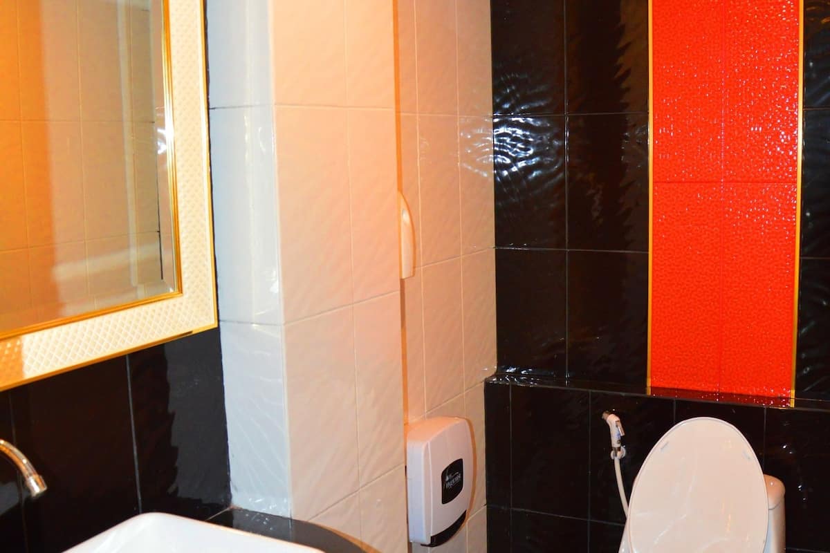 shower, free toiletries, hair dryer, slippers