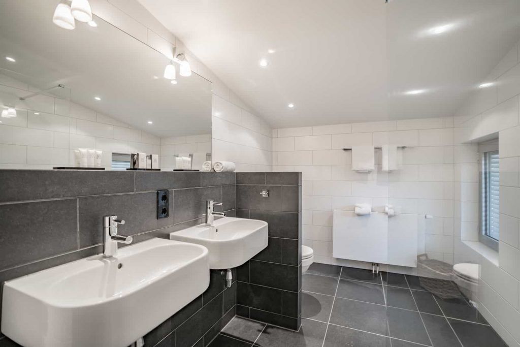 standard double room | bathroom | hair dryer, towels