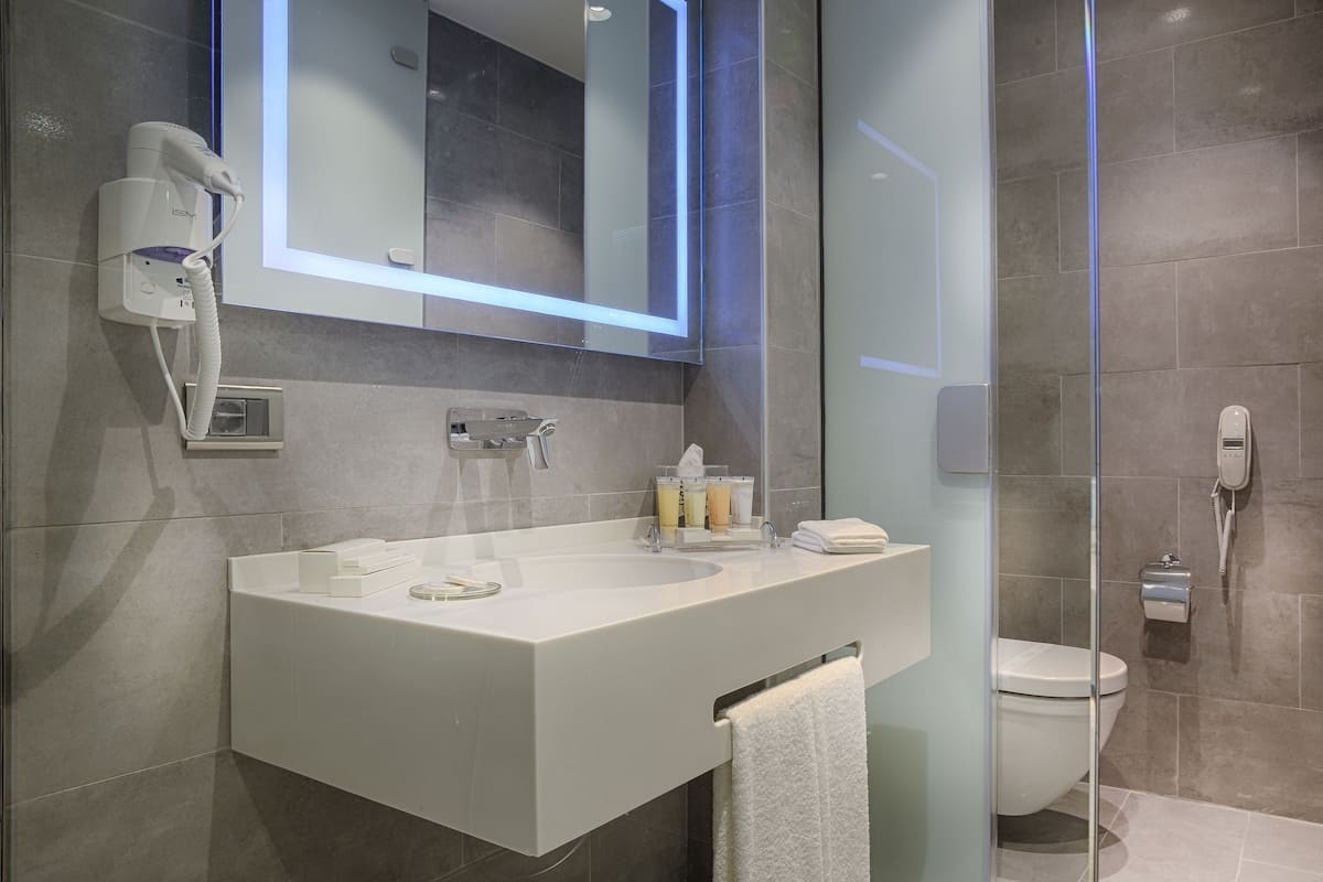 suite room | bathroom | shower, eco-friendly toiletries, hair dryer, slippers