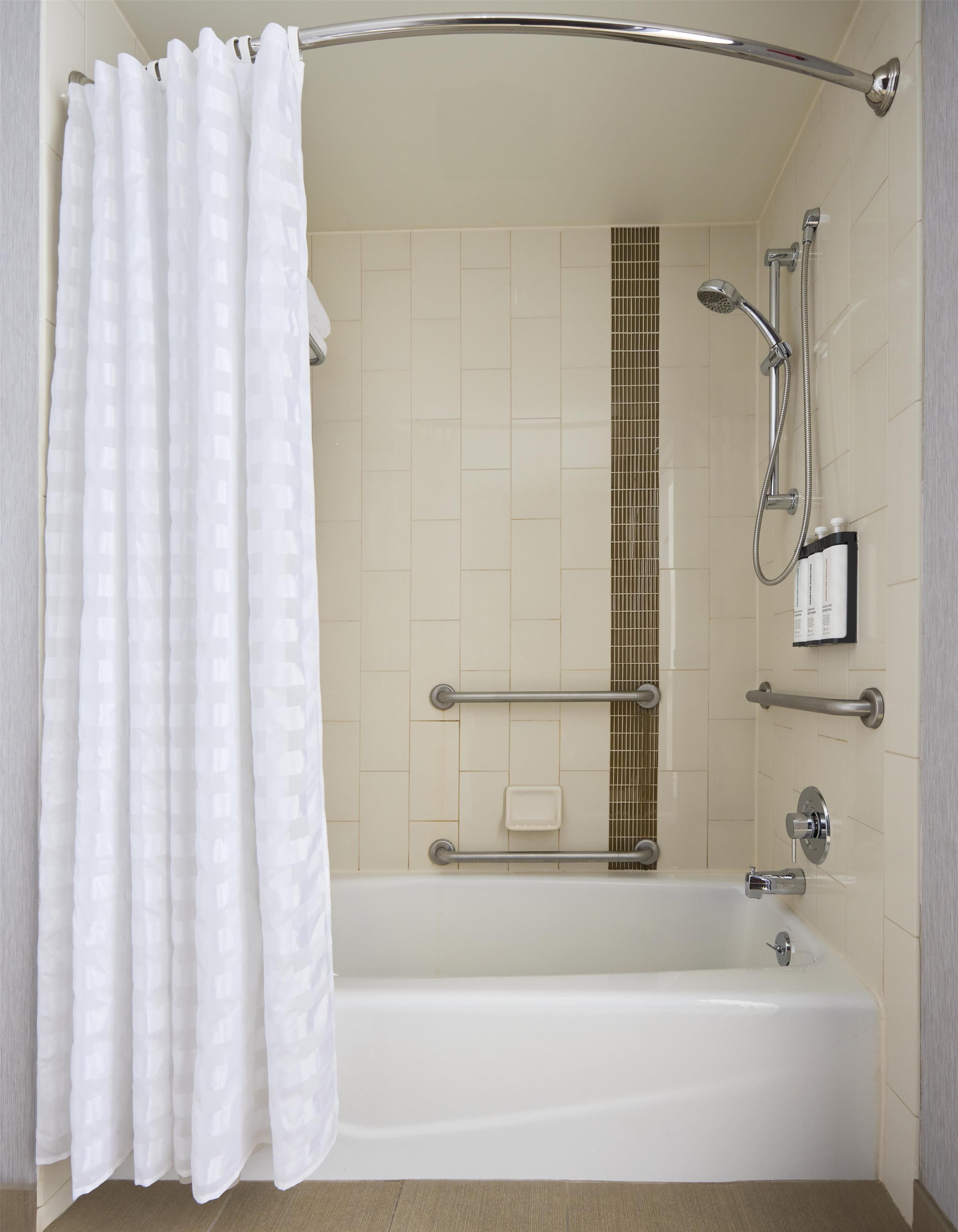 room, accessible (2 queen bed & sofabed, roll-in shower) | bathroom | free toiletries, hair dryer, towels, soap