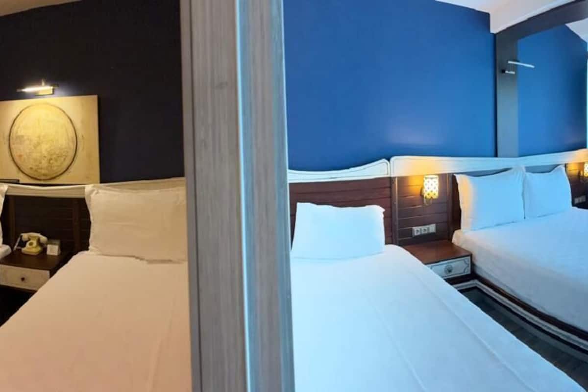 Five Family Room with Balcony | Sängtillbehör av högsta kvalitet och minibar
