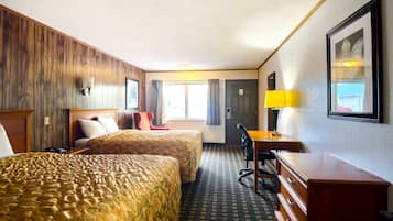 Room, 2 Queen Beds, Pool View | Desk, iron/ironing board, free WiFi, bed sheets