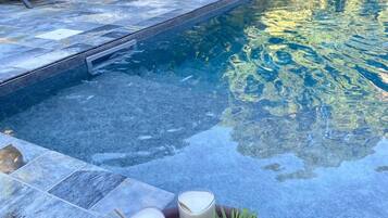 Outdoor pool, pool loungers