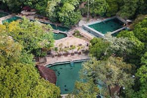 Outdoor pool, free pool cabanas, pool umbrellas