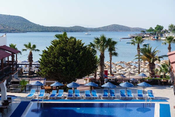 Outdoor pool, pool loungers