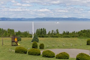 Room, 2 Double Beds and 1 Sofa Bed, balcony | View from room - Motel au Fleuve d'Argent (Rivière-du-Loup)