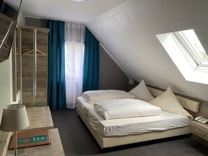 Desk, blackout curtains, iron/ironing board, free WiFi