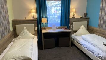 Desk, blackout curtains, iron/ironing board, free WiFi