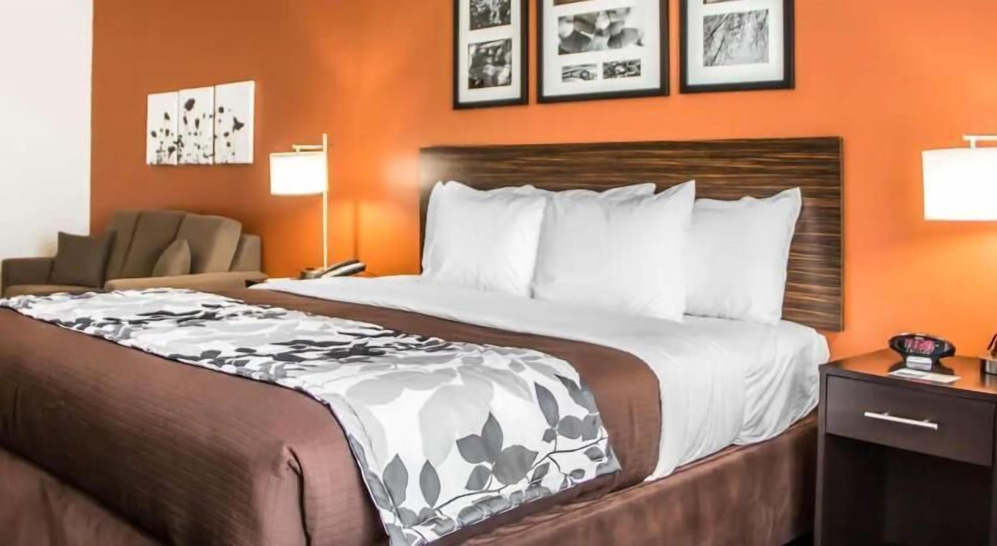 Premium bedding, pillow-top beds, desk, laptop workspace