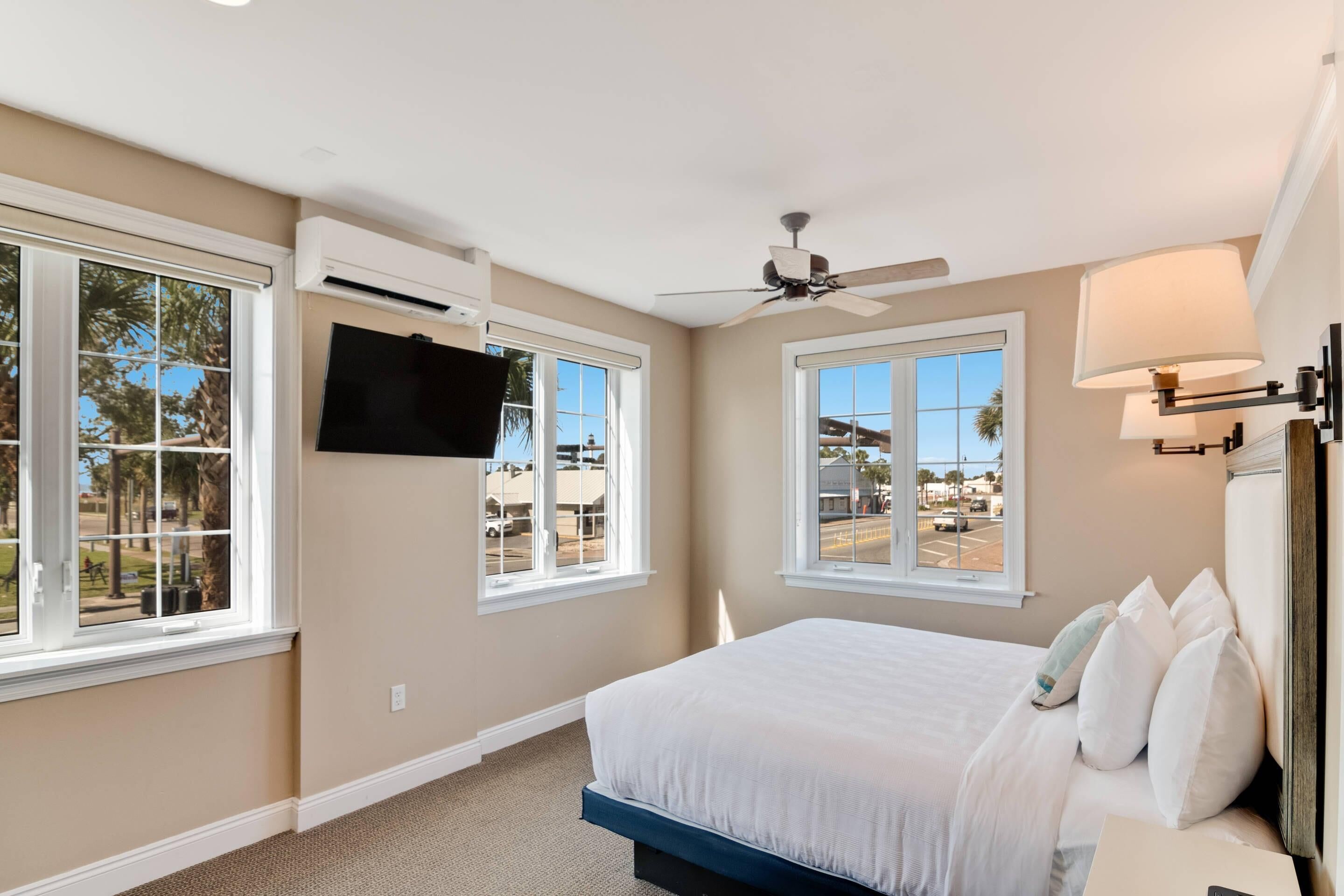 Premium bedding, down comforters, pillowtop beds, individually decorated