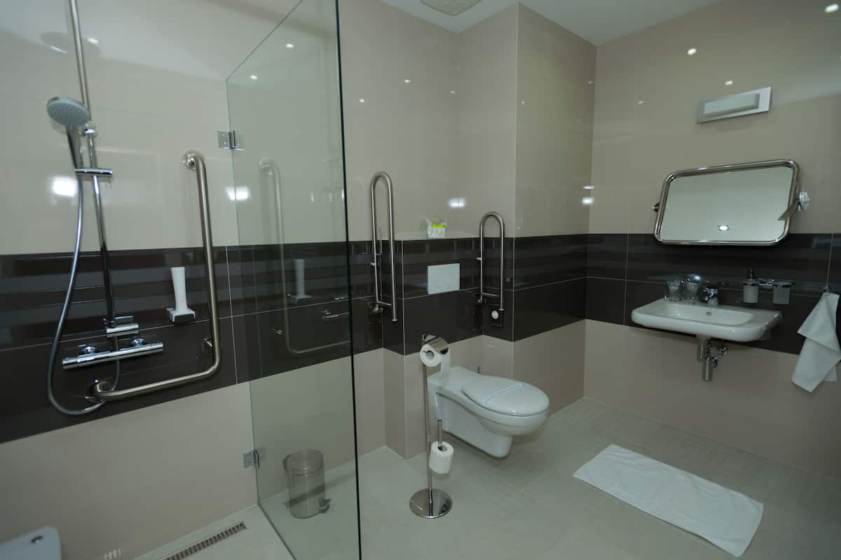 superior double room | bathroom | designer toiletries, hair dryer, bathrobes, slippers