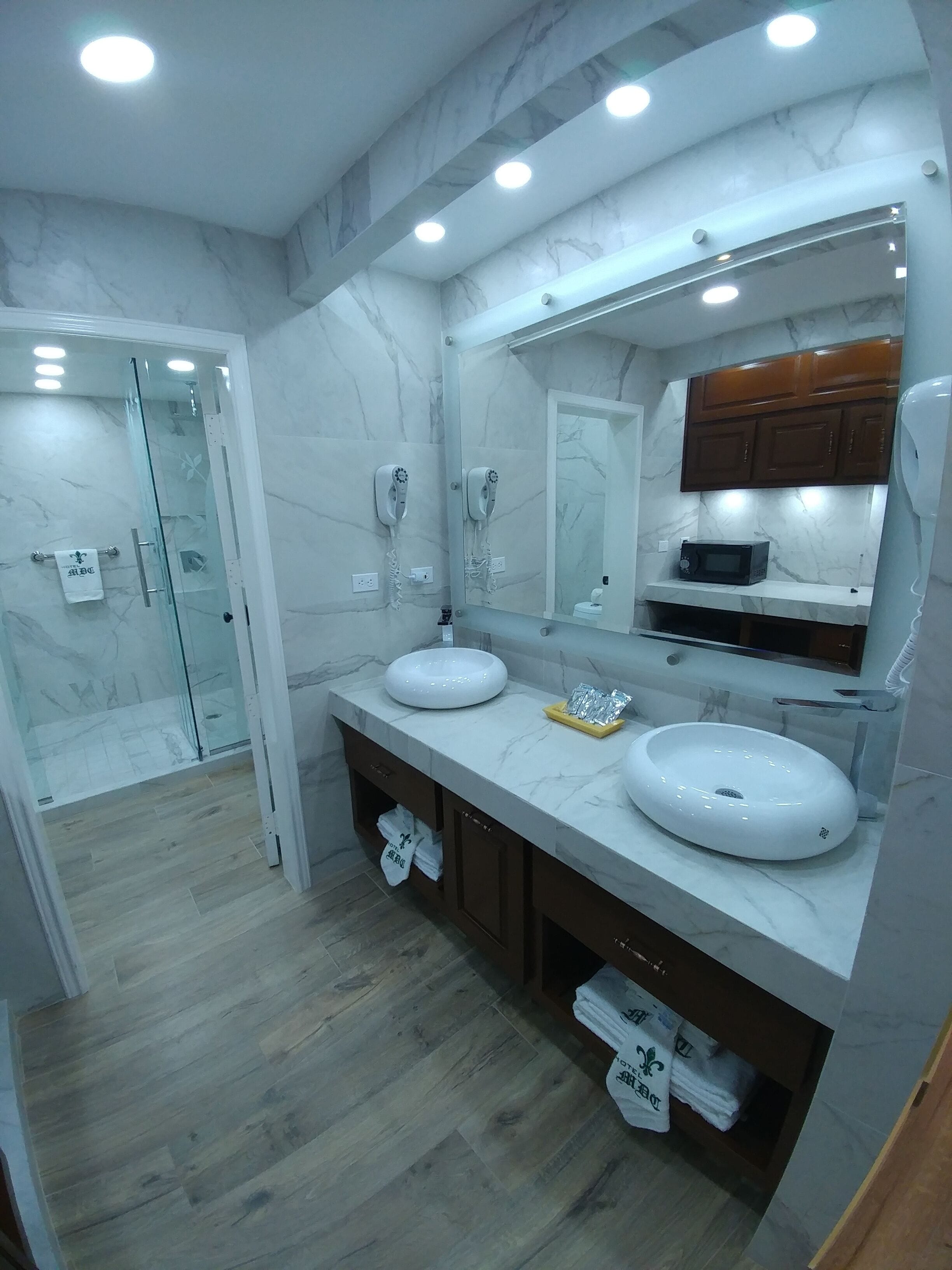 free toiletries, towels, soap, shampoo