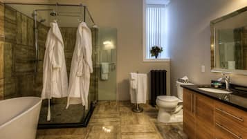 Penthouse Suite, 2 Bedrooms | Bathroom | Combined shower/tub, designer toiletries, hair dryer, bathrobes