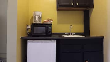 Standard Double Room Single Use, 2 Queen Beds | Private kitchen | Fridge, microwave, coffee/tea maker