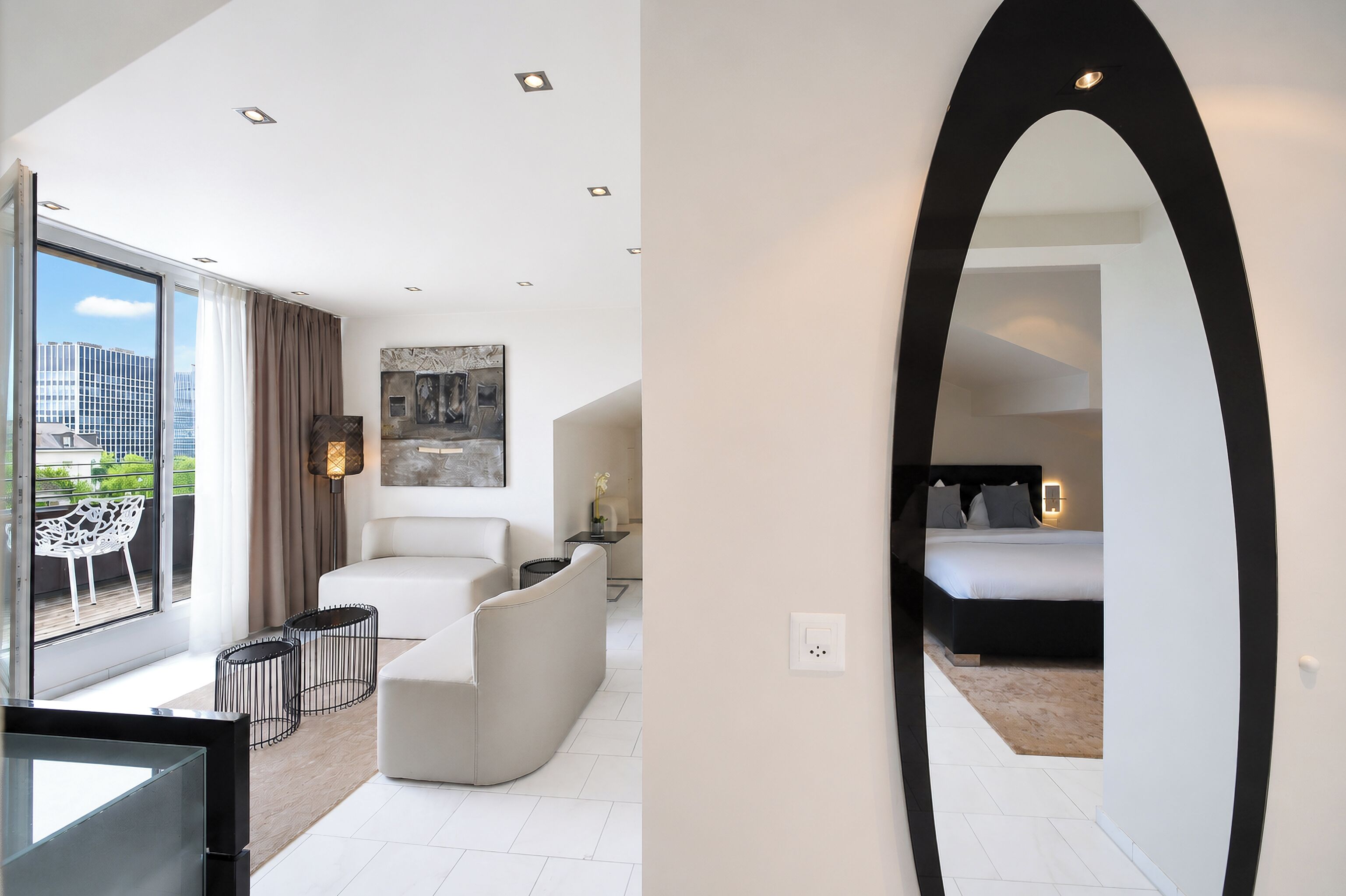 Grand Apartment, Balcony, Kitchenette - Terrasse Oh La La | Living area | 32-inch flat-screen TV with cable channels, TV, DVD player
