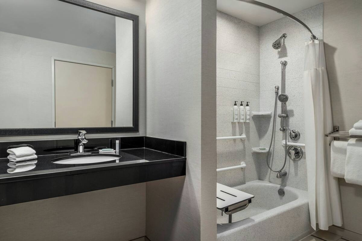 Room, 2 Queen Beds, Hearing Accessible (Accessible Bathtub) | Desk, iron/ironing board, high-speed internet, alarm clocks