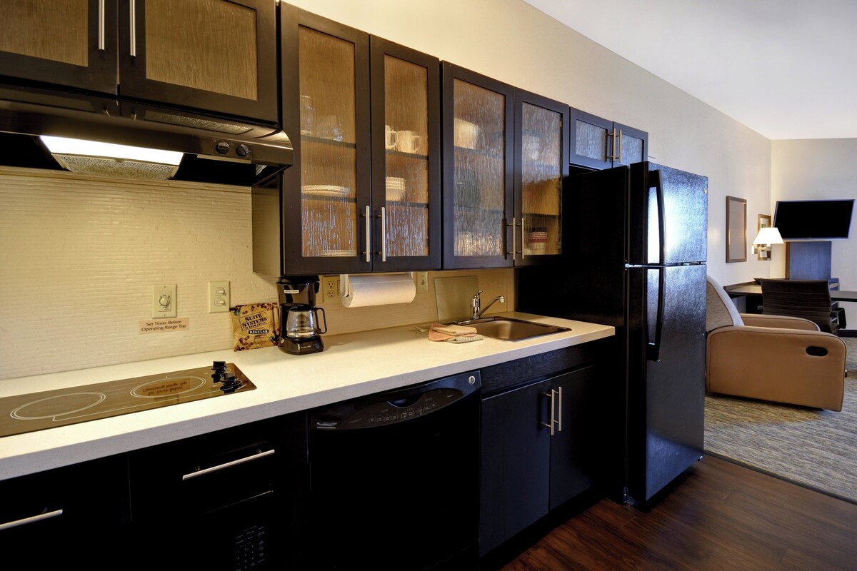 Studio Suite, 2 Queen Beds, Accessible Bathtub (Hearing, Transfer Shower) | Desk, laptop workspace, blackout curtains, iron/ironing board
