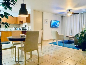 Panoramic Suite, 3 Bedrooms, Ocean View, Oceanfront (OFS j302) - 3rd Floor | Living area | TV - Oceania Apartments at Arecibo 681 Ocean Drive (Arecibo)